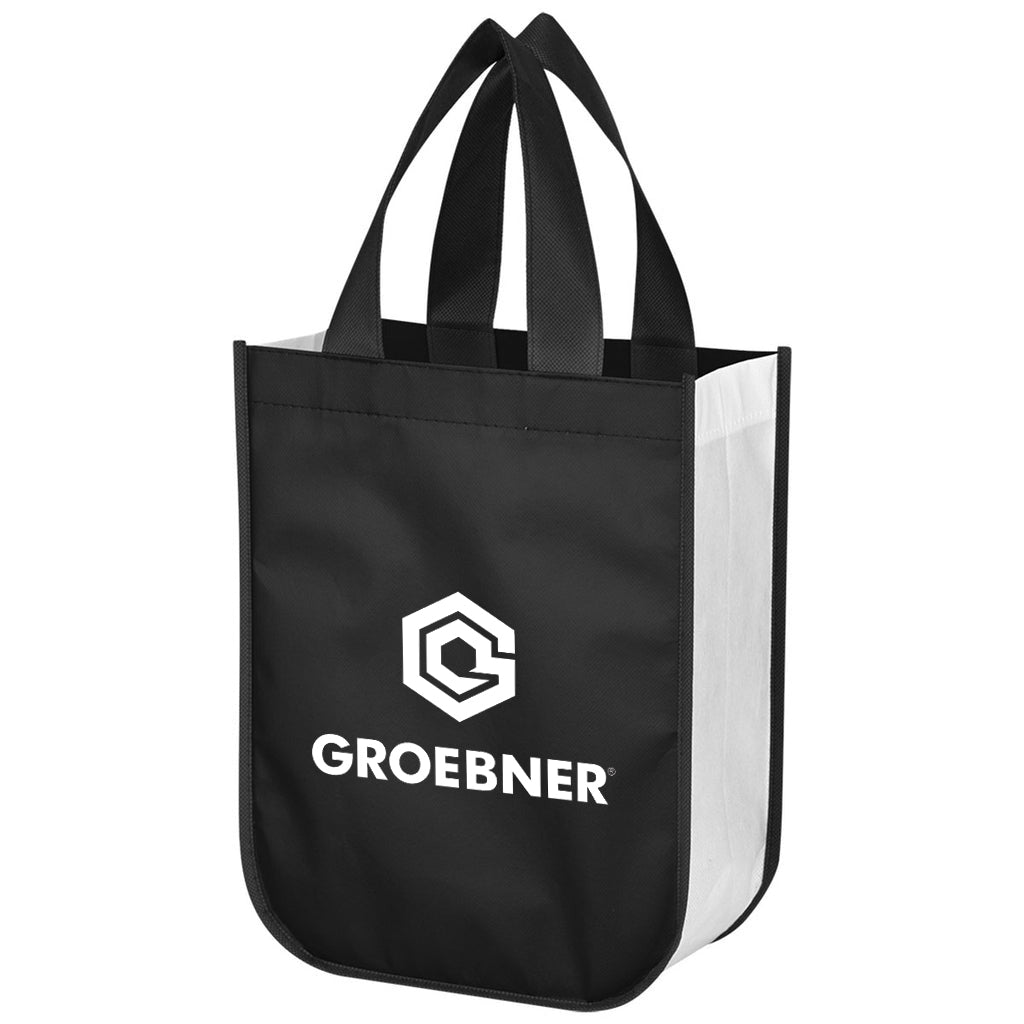 Hit Black Shiny Non-Woven Shopper Tote Bag