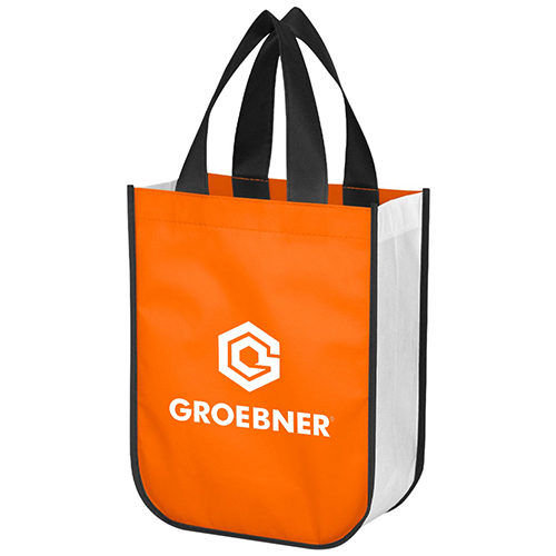 Hit Orange Shiny Non-Woven Shopper Tote Bag