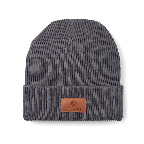 Leeman Grey Cuffed Rib Knit Beanie