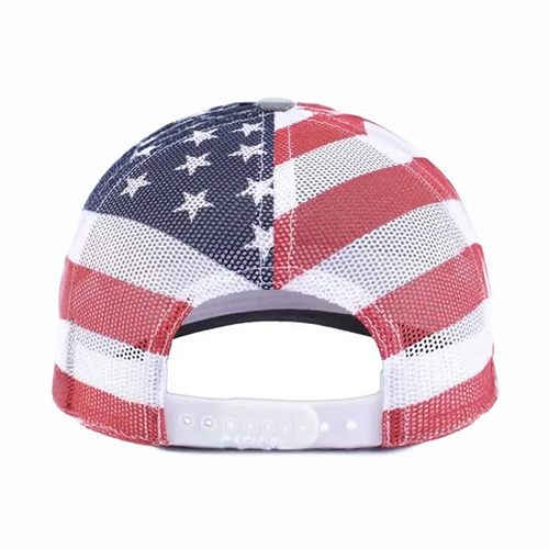Richardson Heather Grey/Stars & Stripes Printed Mesh Trucker Hat