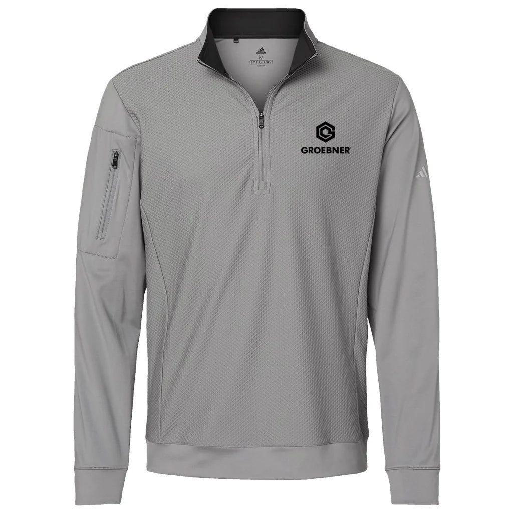 adidas Men's Grey Three Performance Texture Quarter Zip
