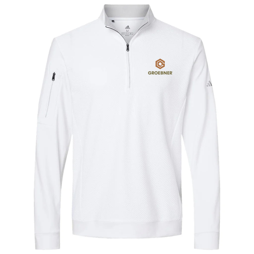 adidas Men's White Performance Texture Quarter Zip