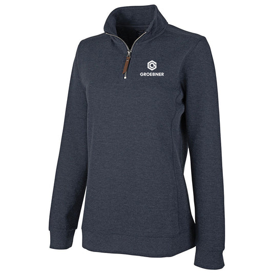 Charles River Women's Heather Navy Hudson Quarter Zip Pullover