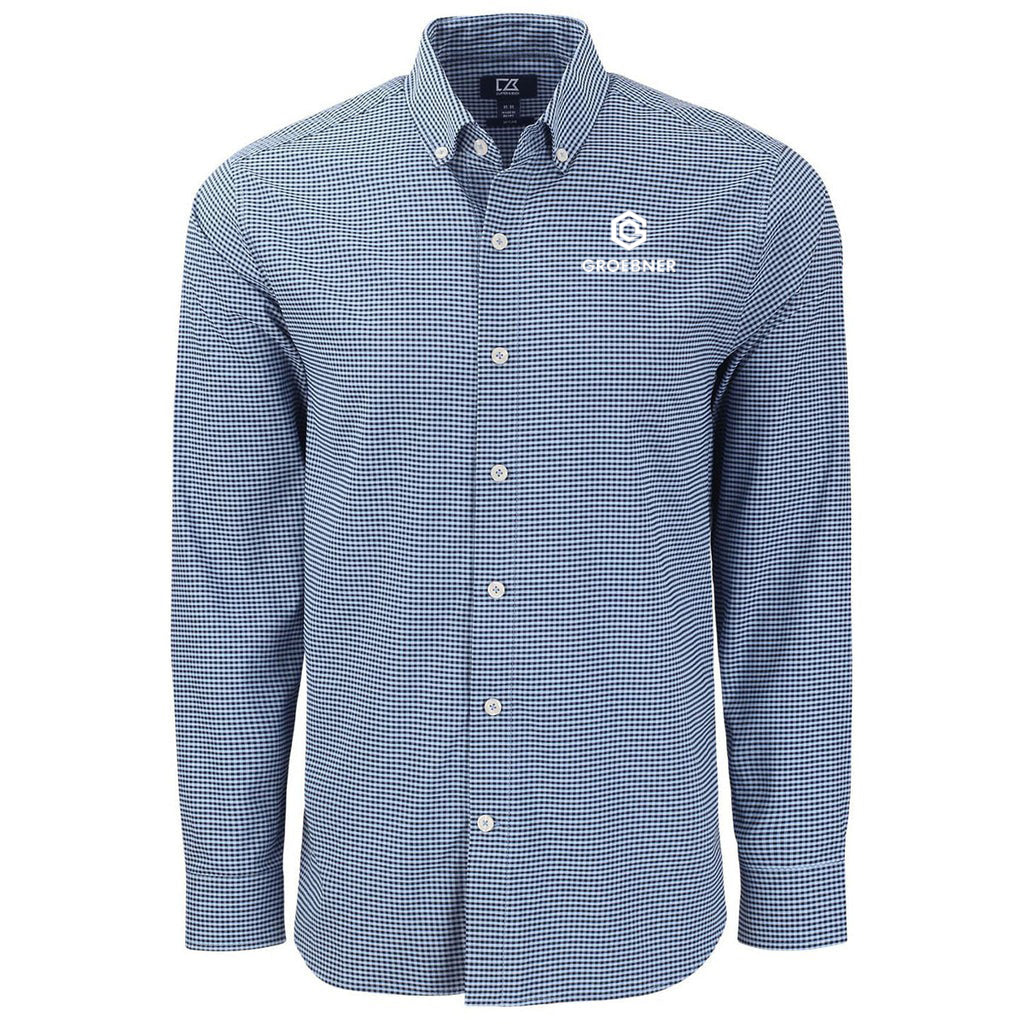Cutter & Buck Men's Pale Blue/Navy Blue Skyline Dress Shirt