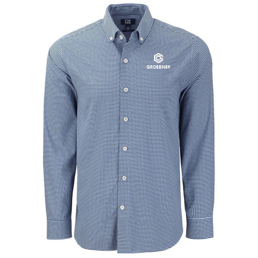 Cutter & Buck Men's Pale Blue/Navy Blue Skyline Dress Shirt