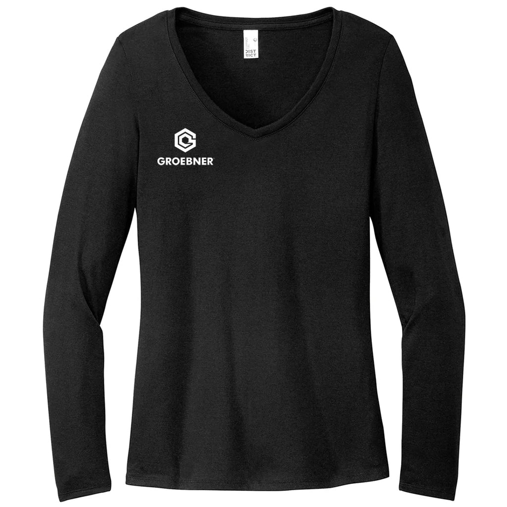 District Women's Black Perfect Tri Long Sleeve V-Neck Tee
