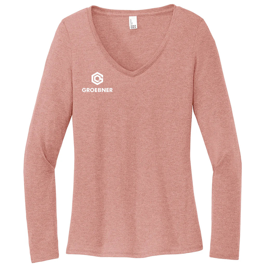 District Women's Blush Frost Perfect Tri Long Sleeve V-Neck Tee