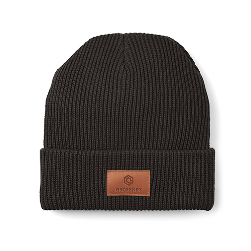 Leeman Black Cuffed Rib Knit Beanie