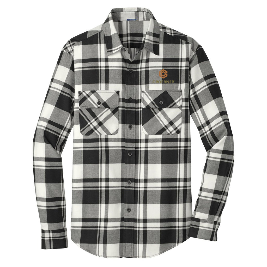 Port Authority Men's Snow White/Black Flannel Shirt