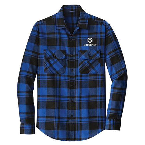 Port Authority Men's Royal/Black Plaid Flannel Shirt