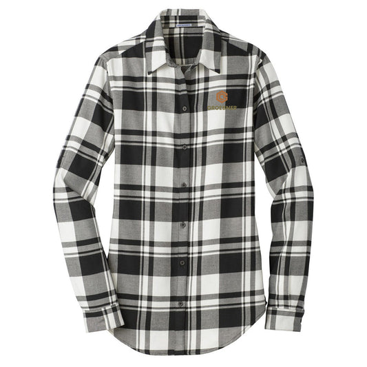 Port Authority Women's Snow White/Black Flannel Shirt