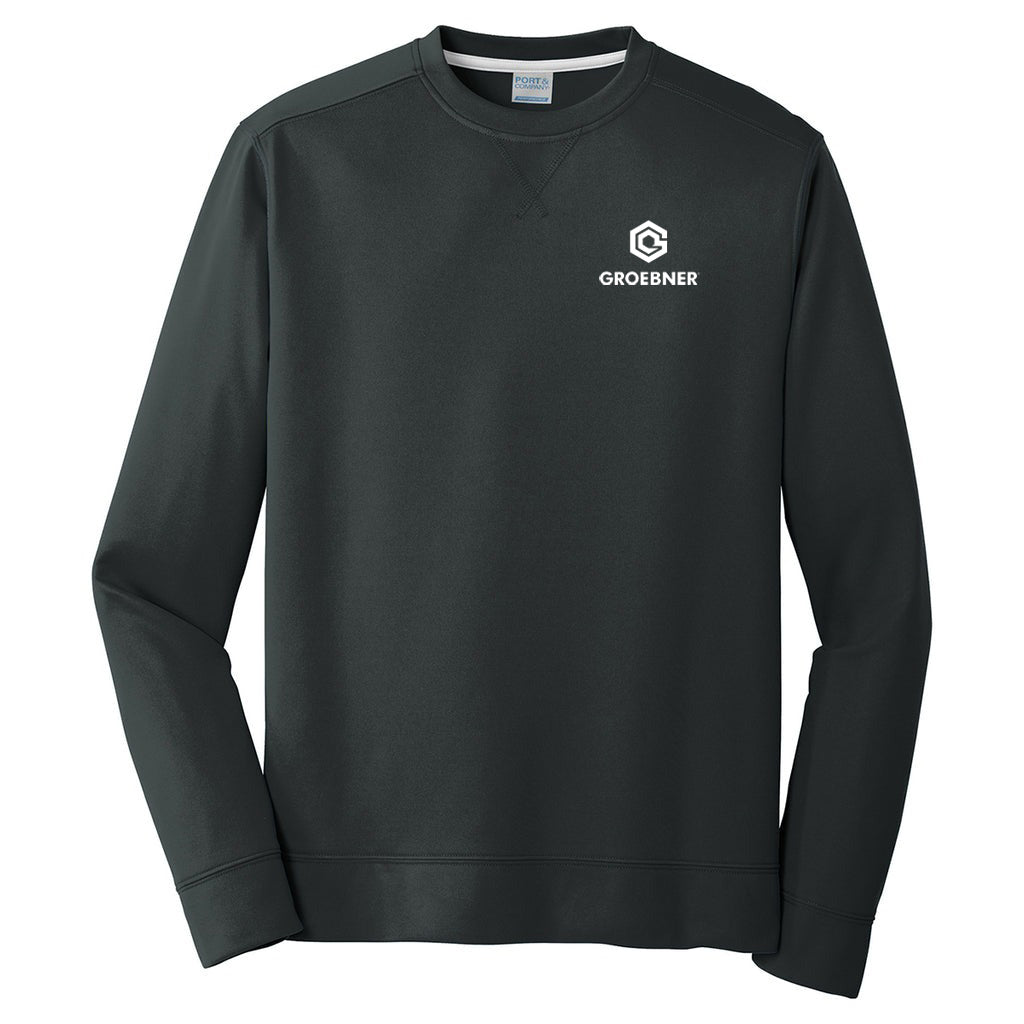 Port & Company Men's Jet Black Performance Fleece Crewneck Sweatshirt