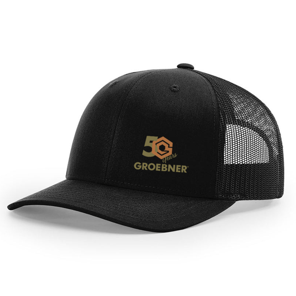 Richardson Black Mesh Back Solid Trucker Hat